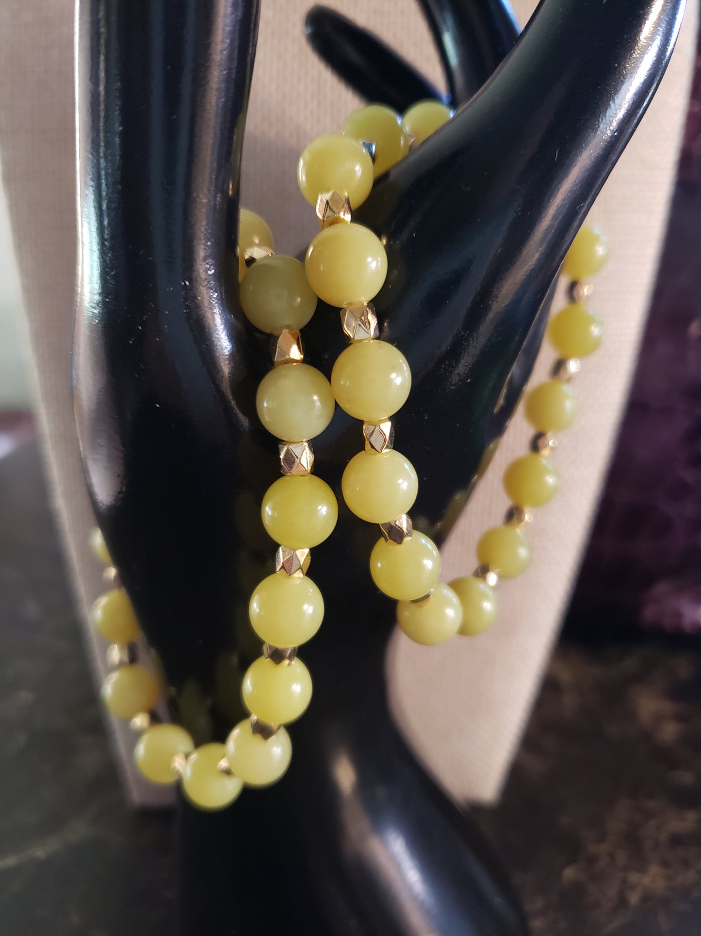 Stretchy Yellow green Jade Bracelet