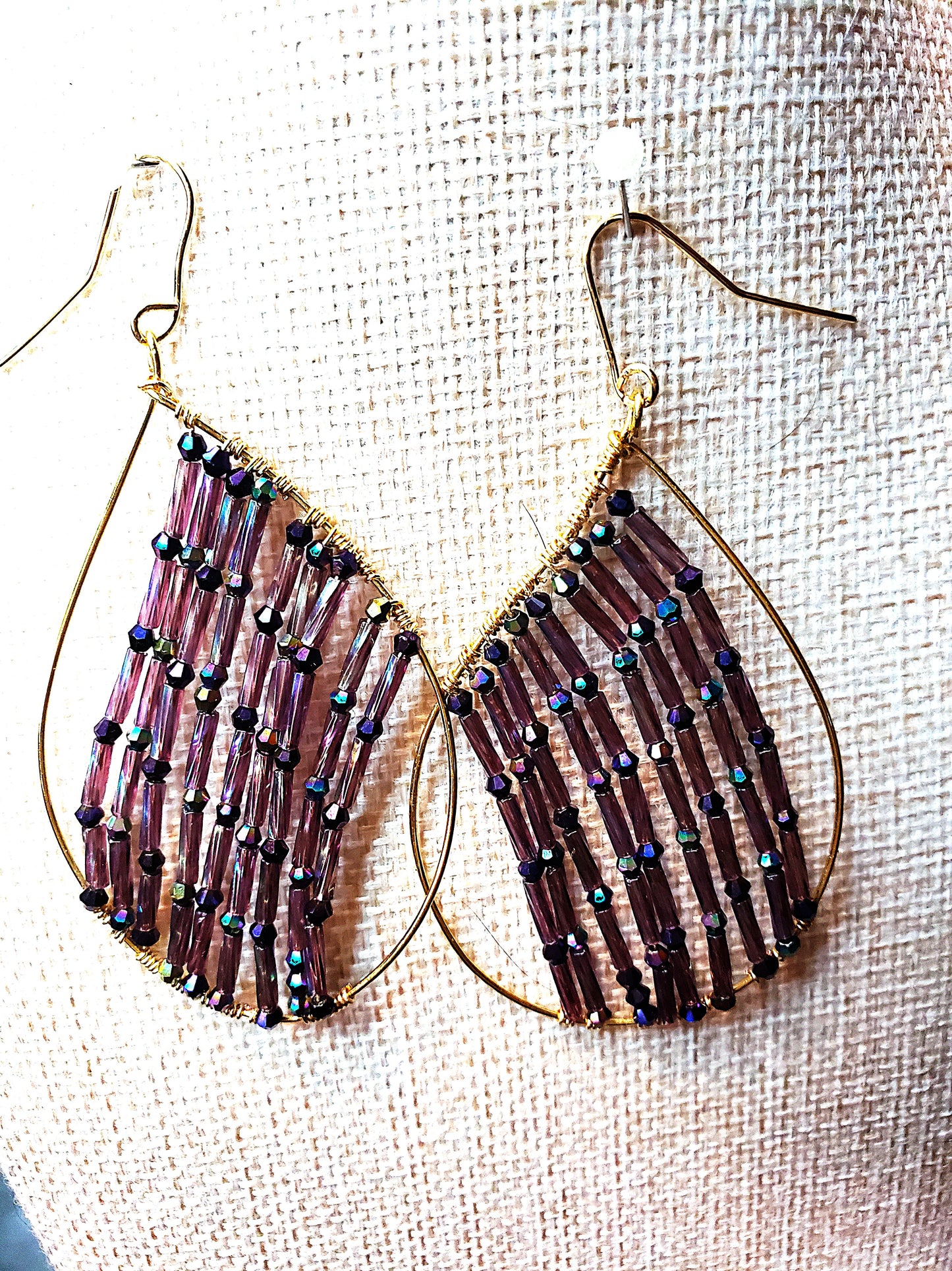 Large 18K Real Gold Plated Crystal Beaded Earrings