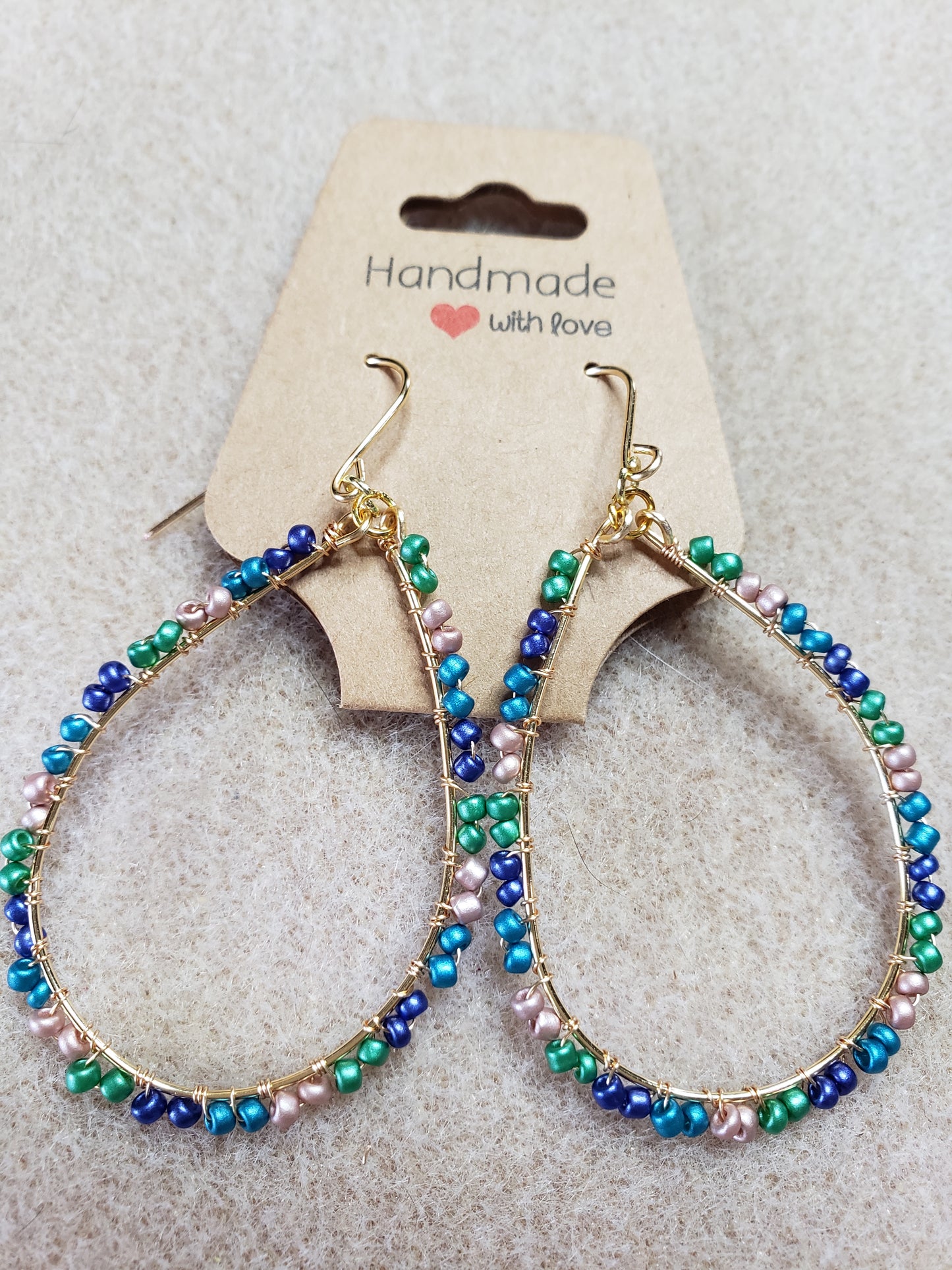 By the Sea series long Oval dangle earrings