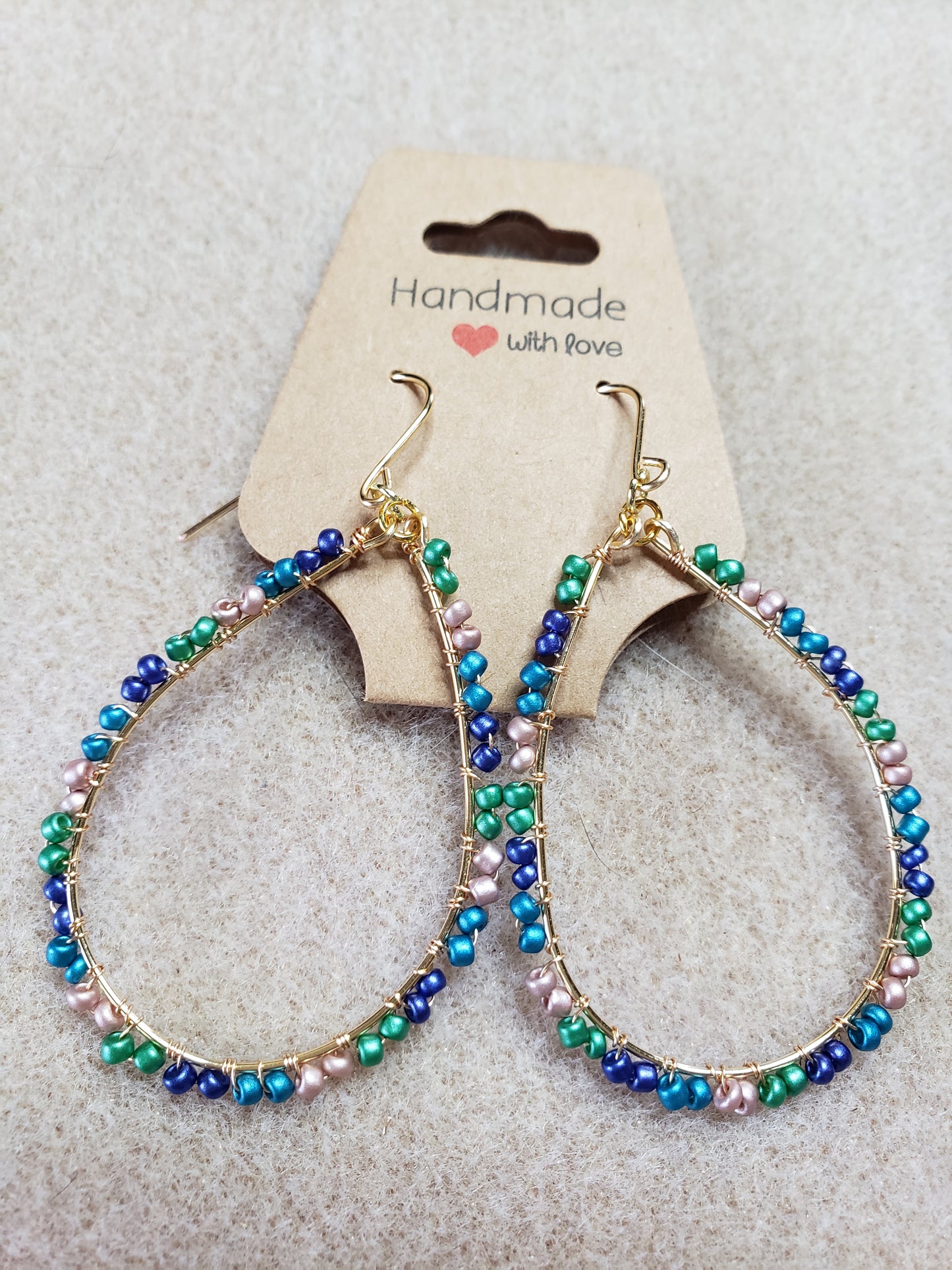 By the Sea series long Oval dangle earrings