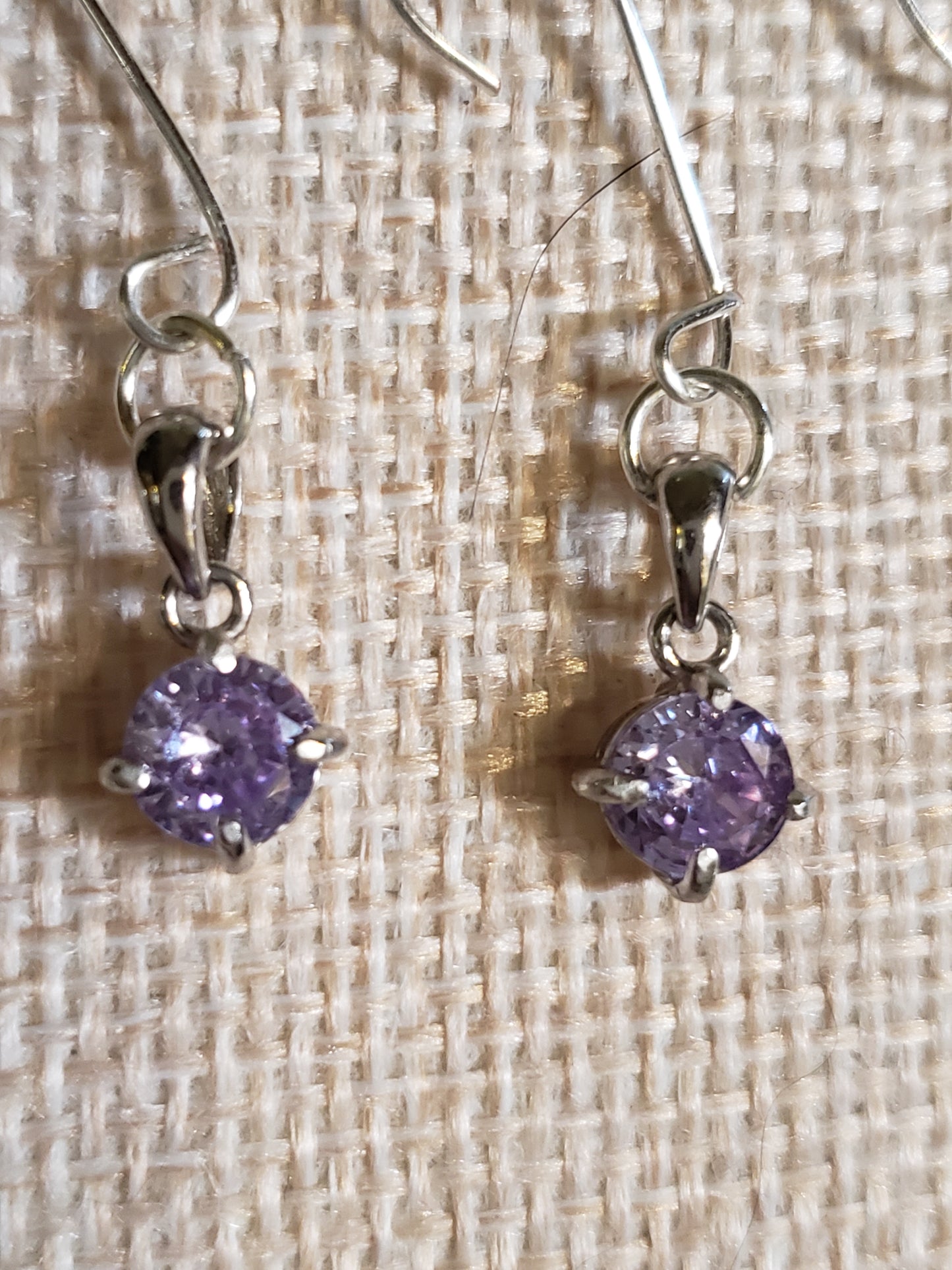 AAAA 2-3 carat Light Amythest CZ with .925 Silver Bezel Earrings