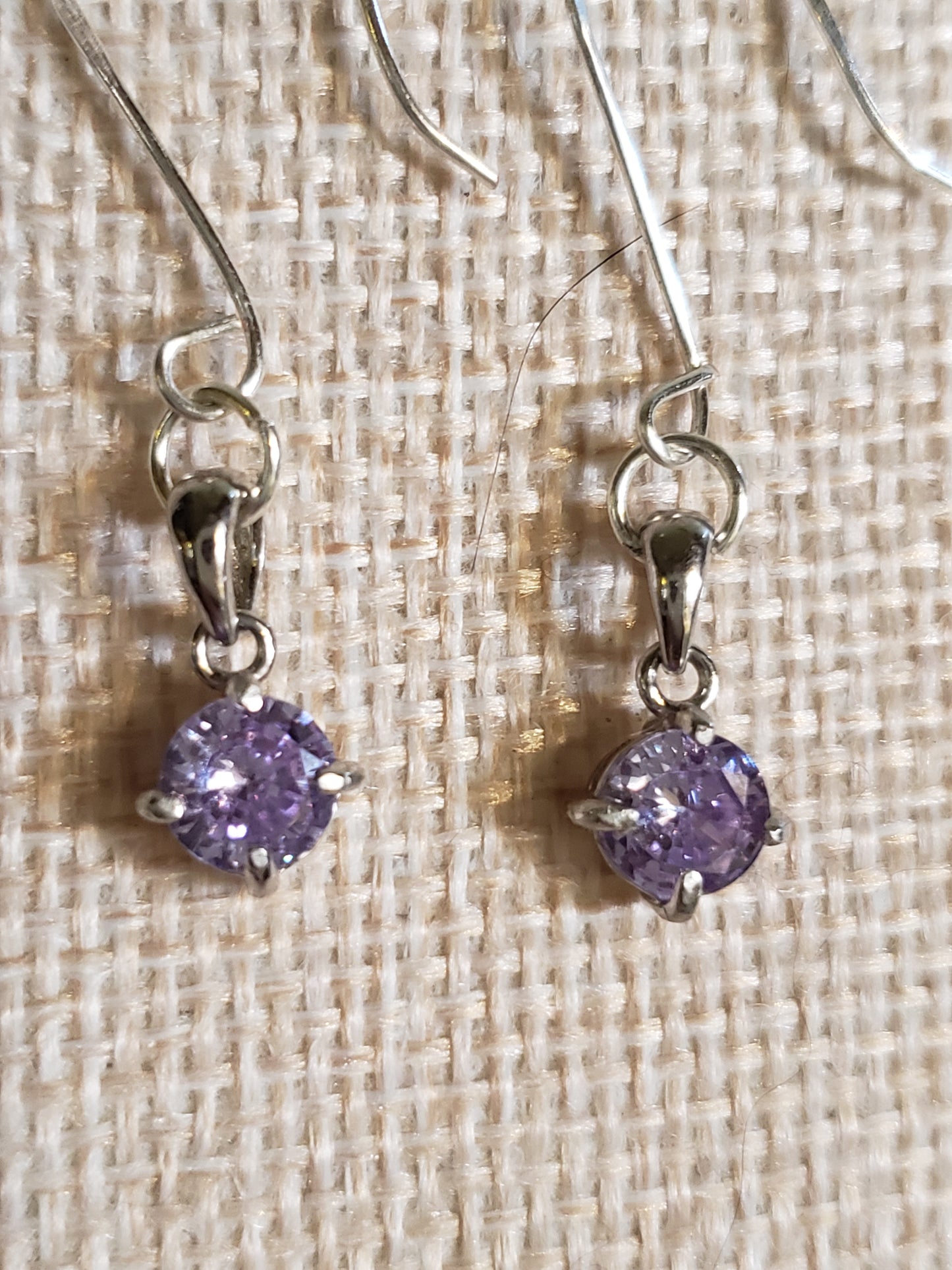AAAA 2-3 carat Light Amythest CZ with .925 Silver Bezel Earrings