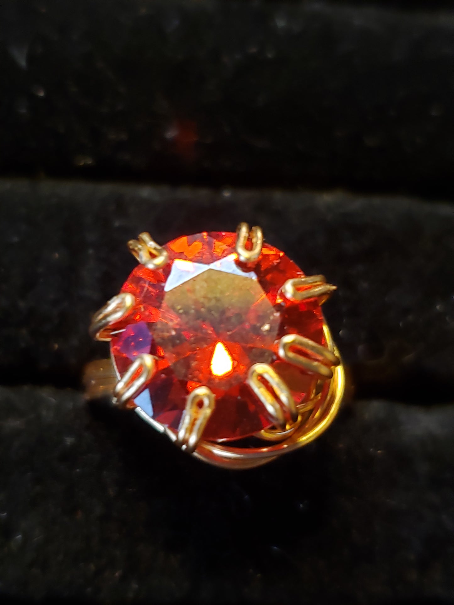 Beautiful Red AAAA 6-7 Carat CZ Ring mounted 18 K Real Rose gold Plated Base