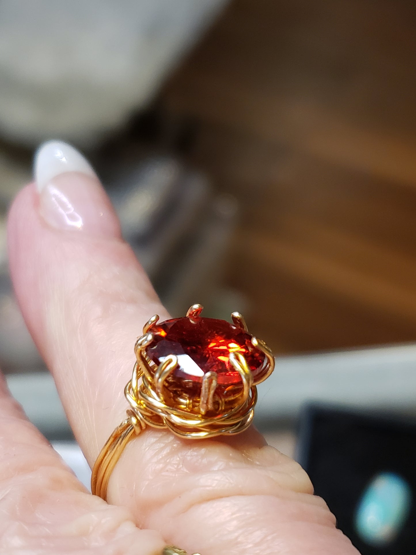 Beautiful Red AAAA 6-7 Carat CZ Ring mounted 18 K Real gold Plated Base
