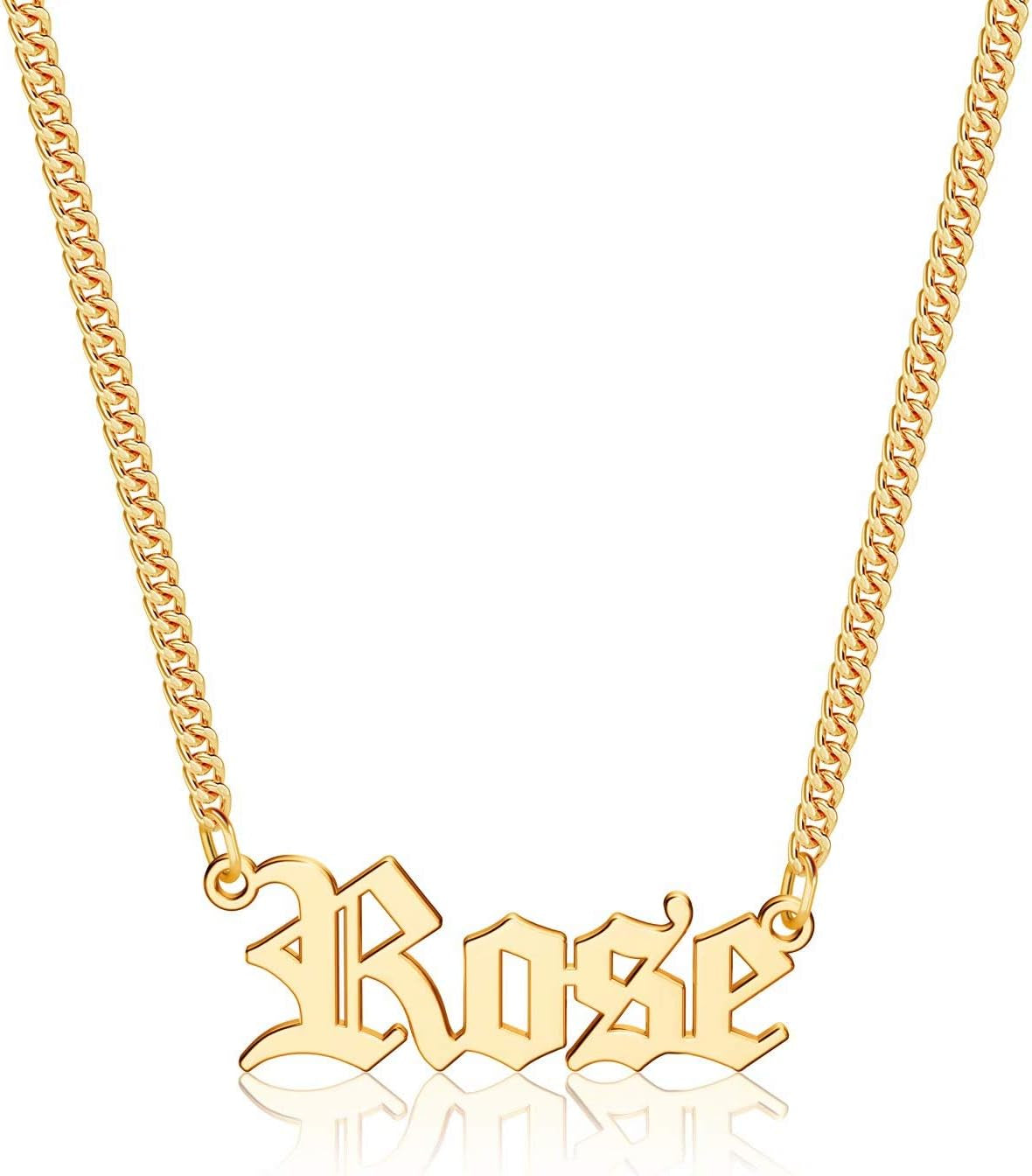 Personalized 14K Gold Plated Name Necklace - Custom Gothic Font Jewelry for Women