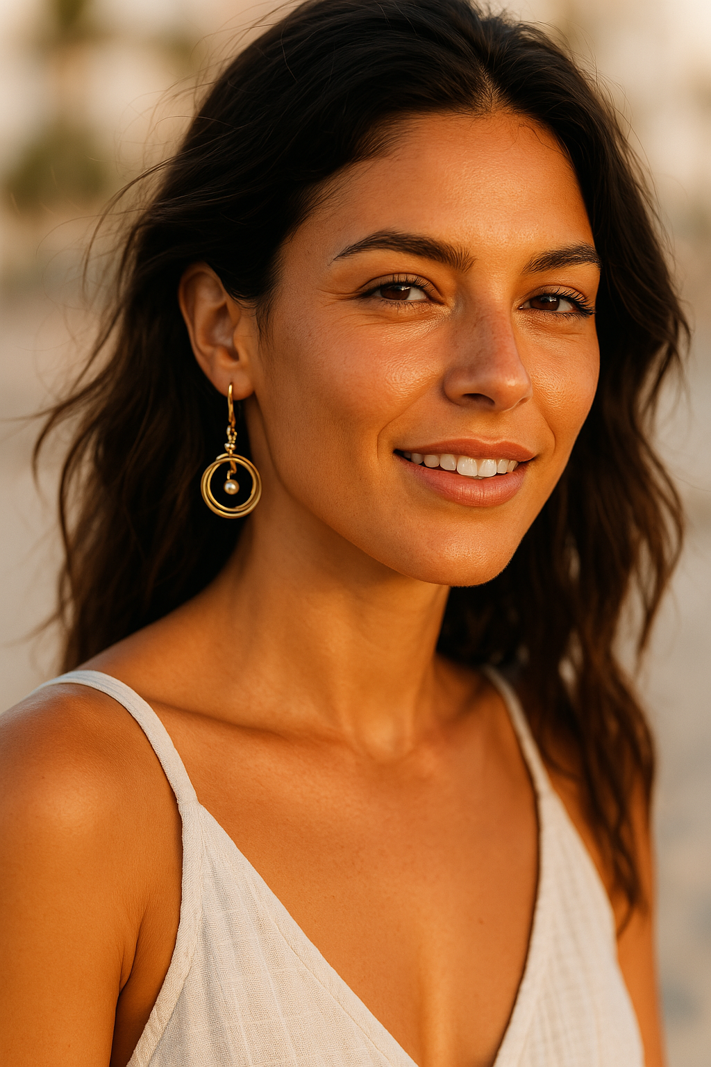 18K real Gold plated dangle earring with a pearl