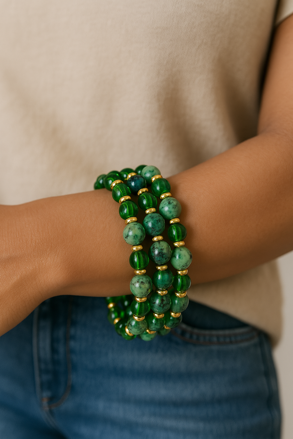 By the sea tropical beaded stretchy bracelet