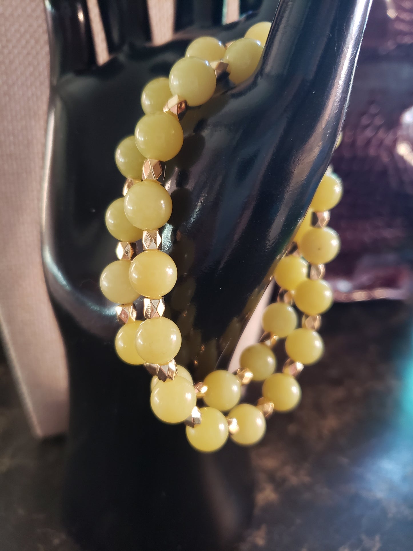 Stretchy Yellow green Jade Bracelet