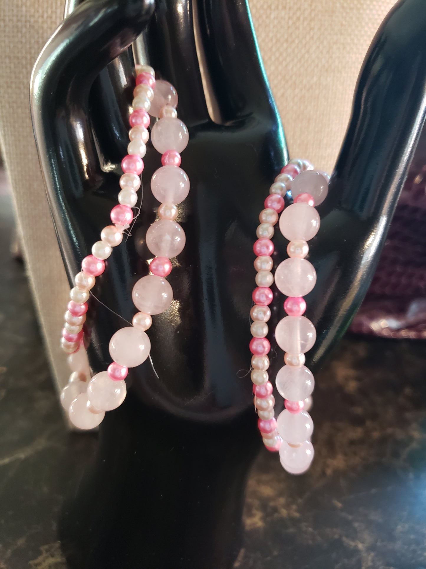Pink Quartz stretchy beaded Bracelet