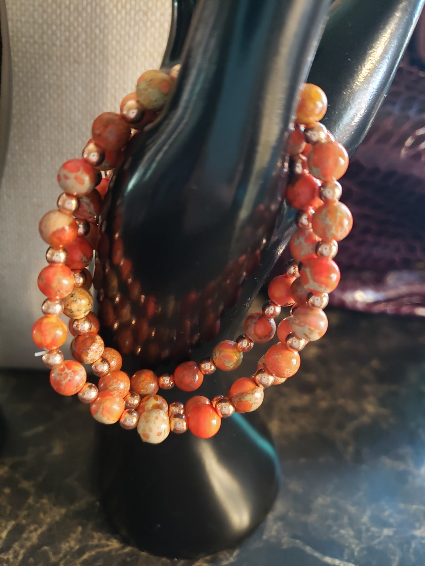 Sunset by the sea stretchy beaded bracelet