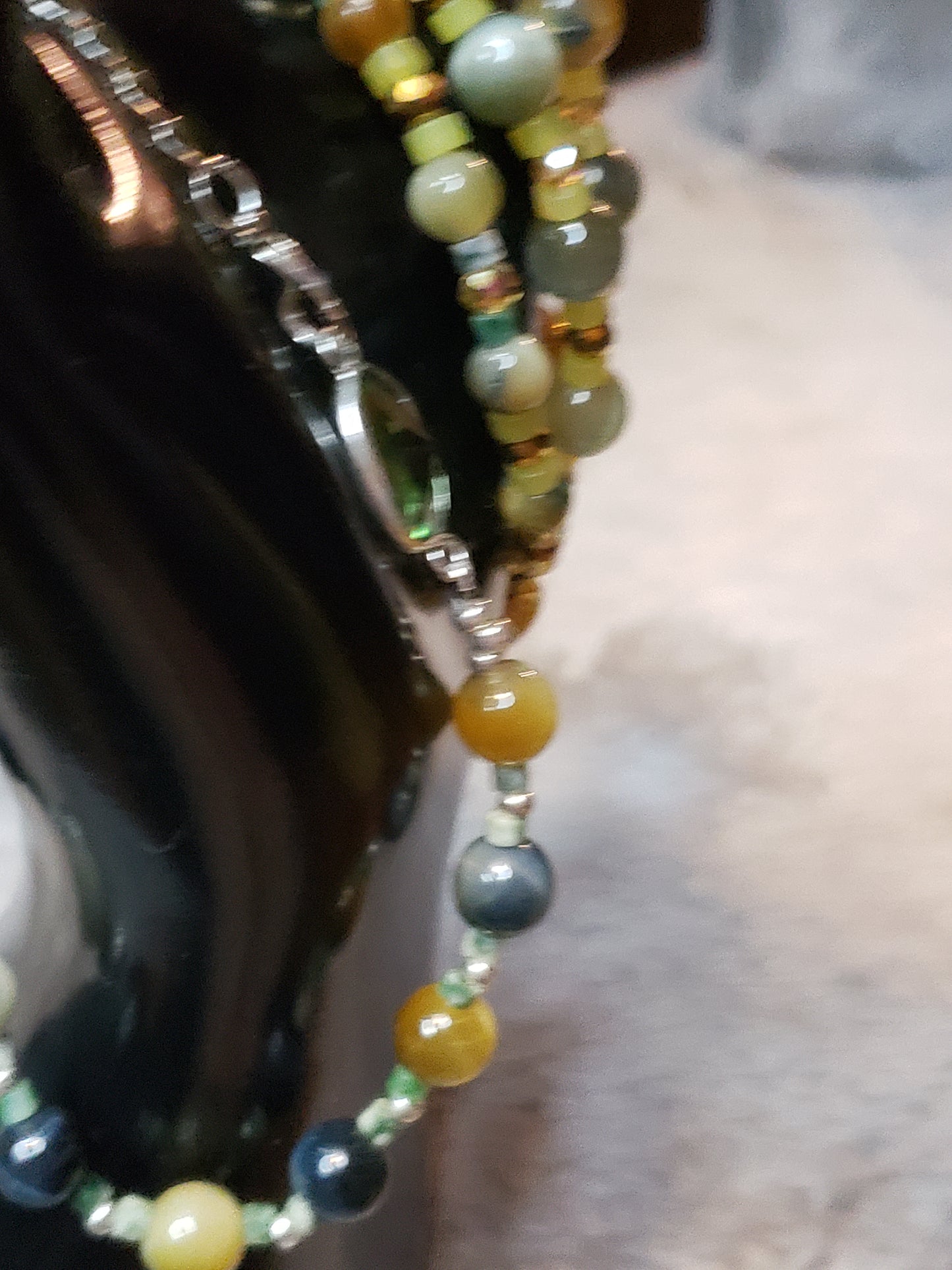 Exquisite design 4 bracelets with light Jade, Topaz and Tiger eye  SOLD