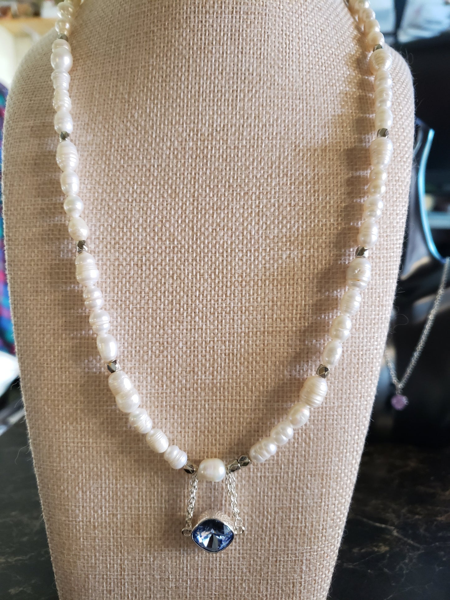 21' Fresh water pearls with stunning sapphire SOLD