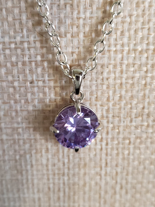 AAAA  4-5 carat Light Amythest Diamond CZ with .925 Silver Bezel