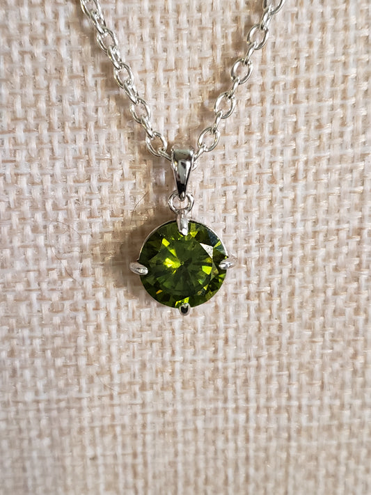 AAAA  4-5 carat Peridot CZ with .925 Silver Bezel