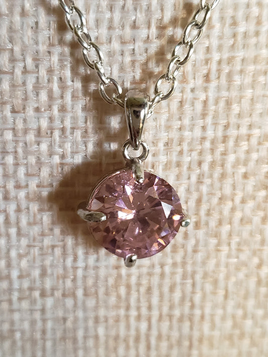AAAA  4-5 carat Pink Sapphire CZ with .925 Silver Bezel