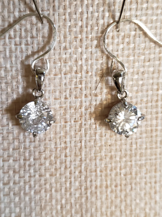AAAA 3-4 carat Diamond CZ with .925 Silver Bezel Earrings