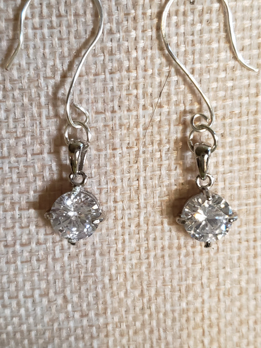 AAAA 3-4- carat Diamond CZ with .925 Silver Bezel Earrings