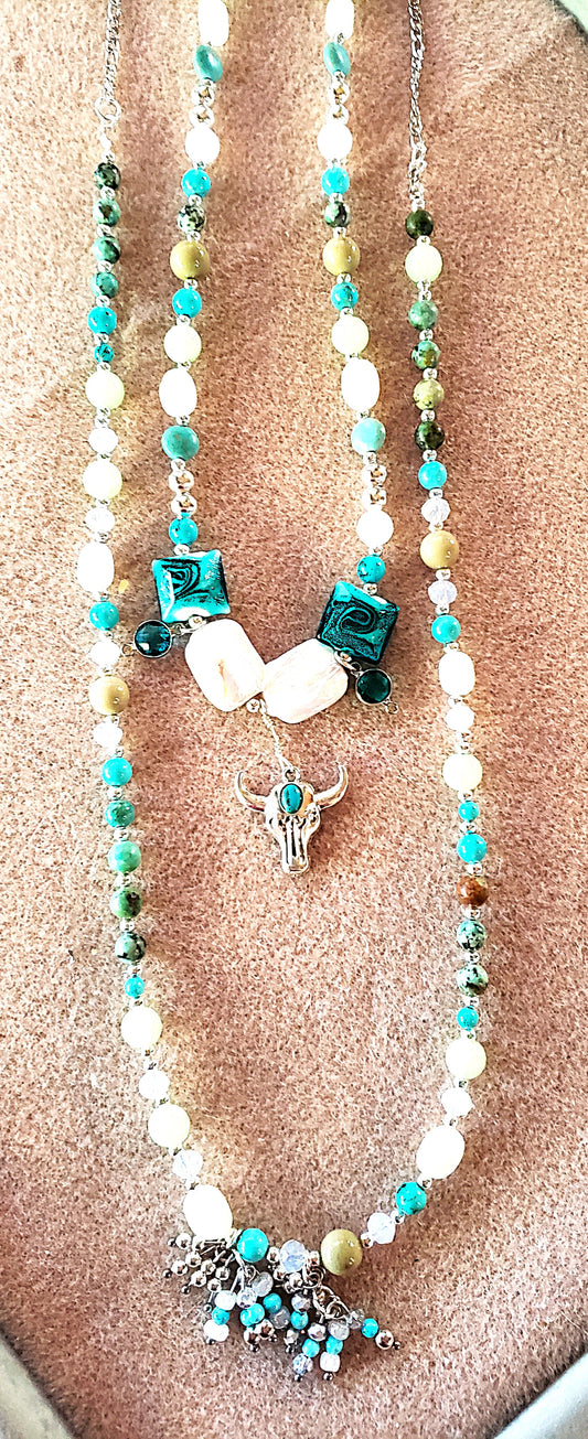 Beautiful 2 chain Western Necklace