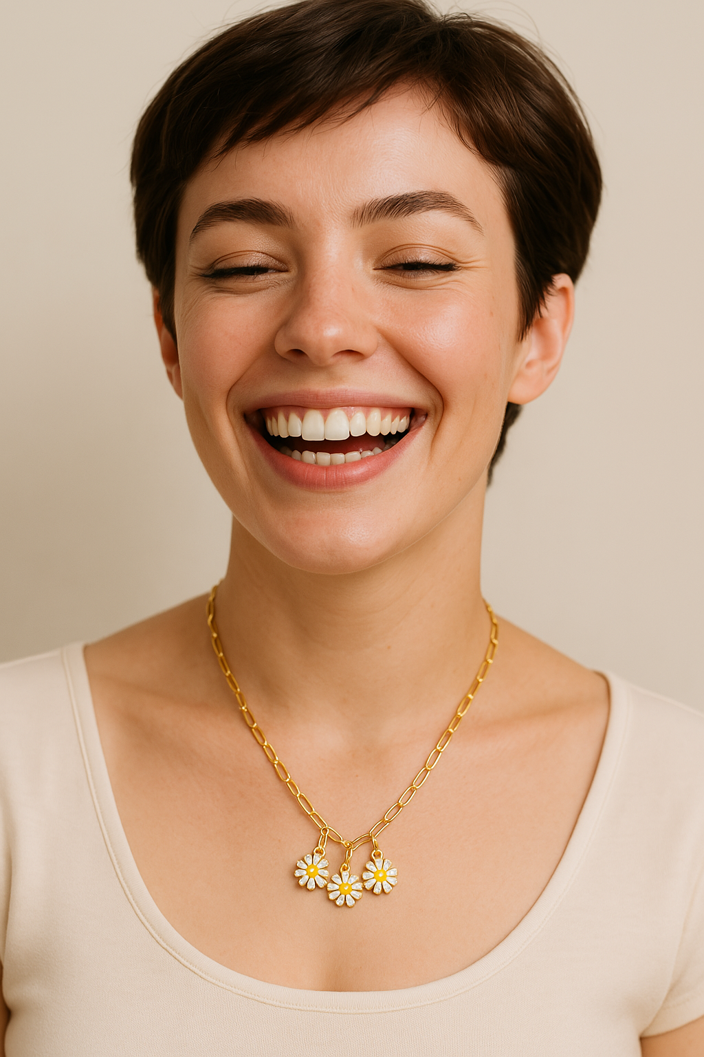 Golden daisy's with modern gold chain