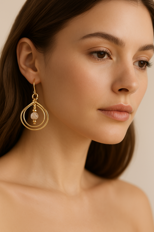 Beautiful 18K Gold Plated Dangle with Crystal  Stone